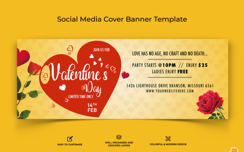 Valentines Day Facebook Cover Banner Design-002 Social Media