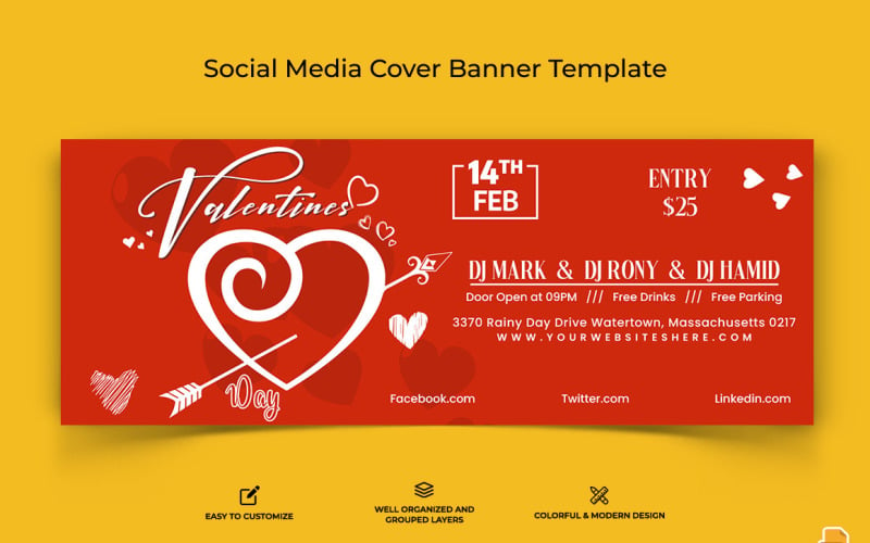 Valentines Day Facebook Cover Banner Design-004 Social Media