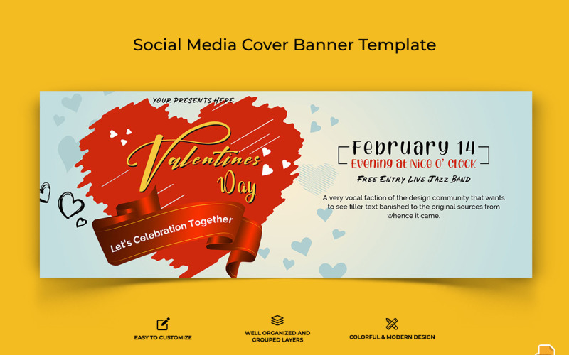 Valentines Day Facebook Cover Banner Design-005 Social Media