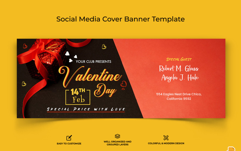 Valentines Day Facebook Cover Banner Design-006 Social Media