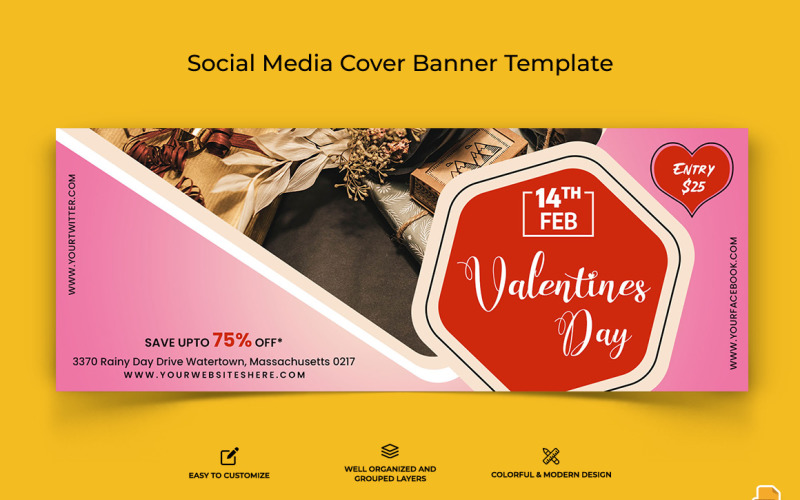 Valentines Day Facebook Cover Banner Design-007 Social Media