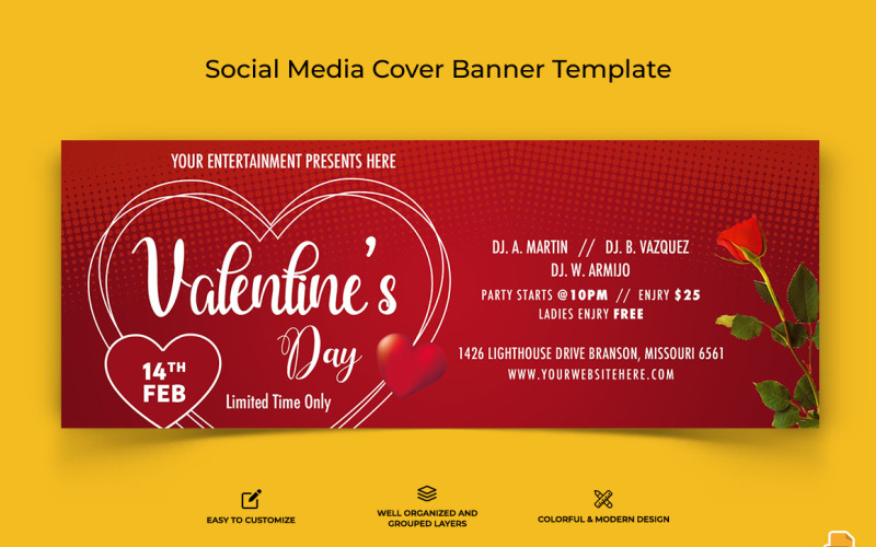 Valentines Day Facebook Cover Banner Design-008 Social Media