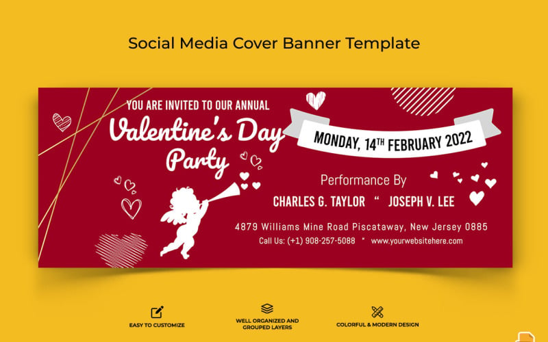 Valentines Day Facebook Cover Banner Design-009 Social Media