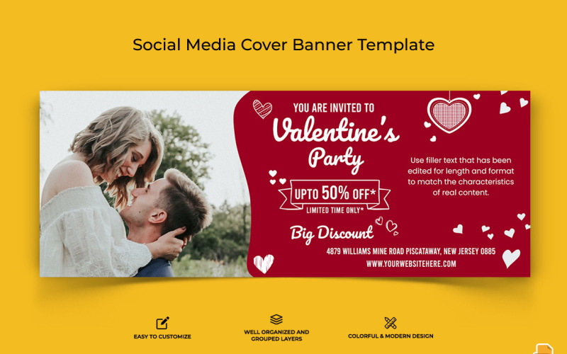 Valentines Day Facebook Cover Banner Design-011 Social Media