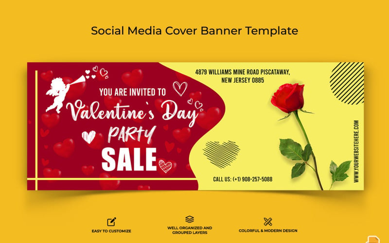 Valentines Day Facebook Cover Banner Design-012 Social Media