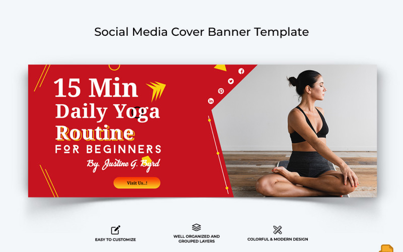 Yoga and Meditation Facebook Cover Banner Design-001 Social Media