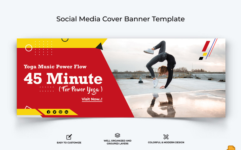 Yoga and Meditation Facebook Cover Banner Design-004 Social Media