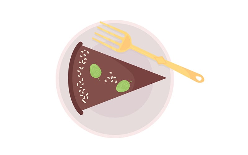 Cake piece semi flat color vector object Illustration