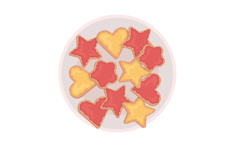 Cookies on plate semi flat color vector object Illustration