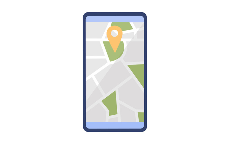 Map on mobile phone semi flat color vector object Illustration