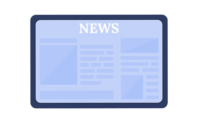 Tablet with news semi flat color vector object Illustration