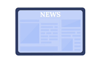 Tablet with news semi flat color vector object
