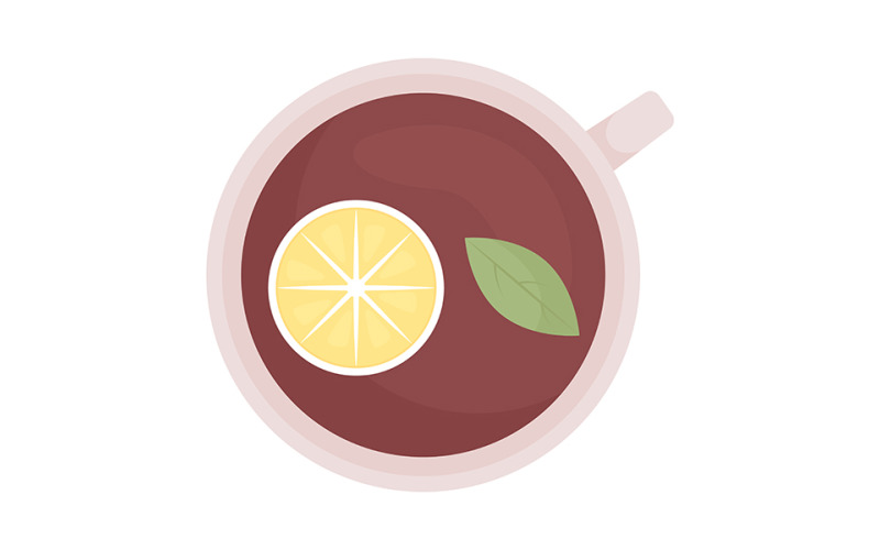 Tea with lemon semi flat color vector object Illustration