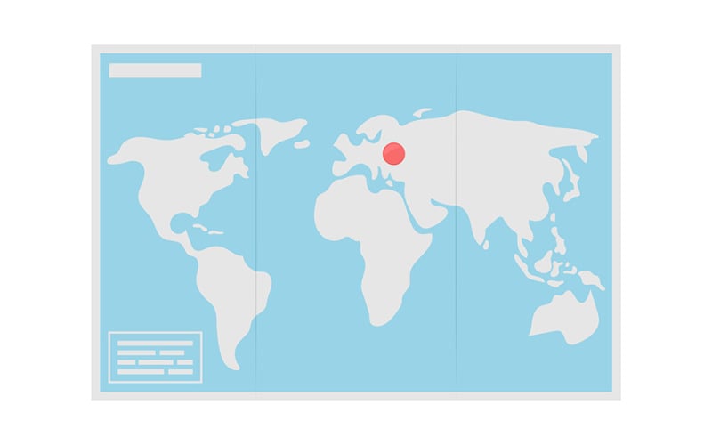 Worldwide map semi flat color vector object Illustration