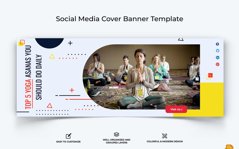 Yoga and Meditation Facebook Cover Banner Design-016 Social Media