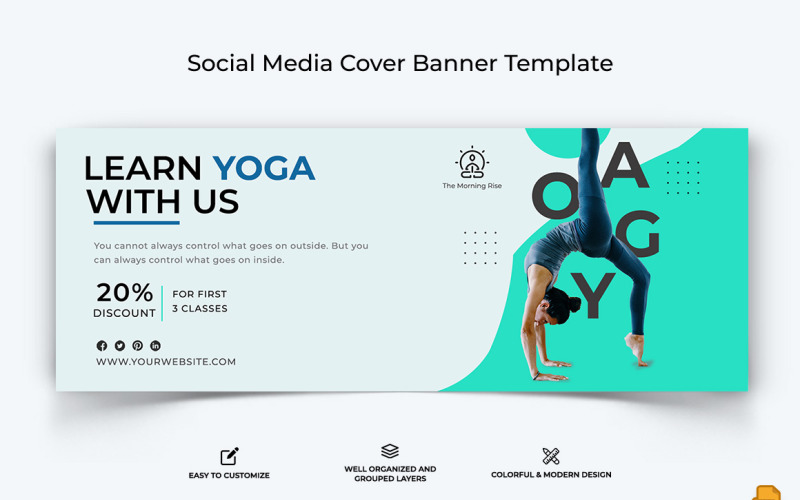 Yoga and Meditation Facebook Cover Banner Design-022 Social Media