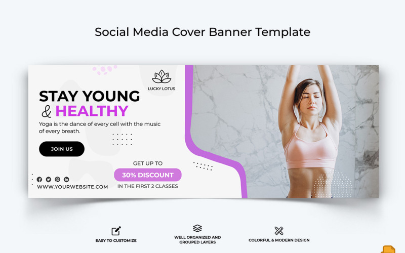 Yoga and Meditation Facebook Cover Banner Design-031 Social Media