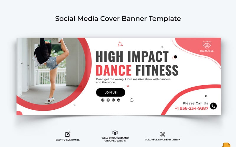 Zumba Dance Facebook Cover Banner Design-004 Social Media