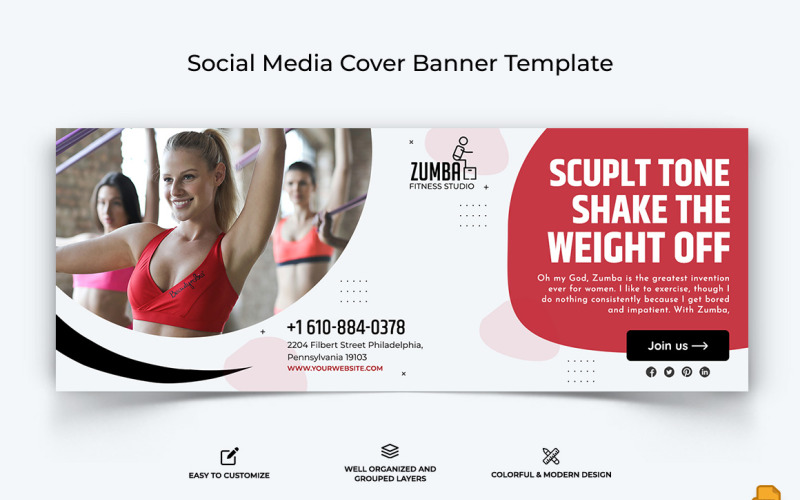Zumba Dance Facebook Cover Banner Design-013 Social Media