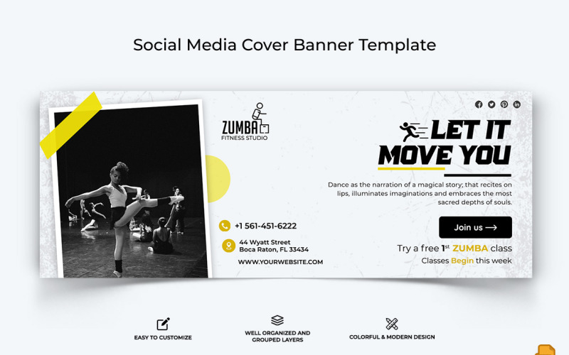 Zumba Dance Facebook Cover Banner Design-014 Social Media