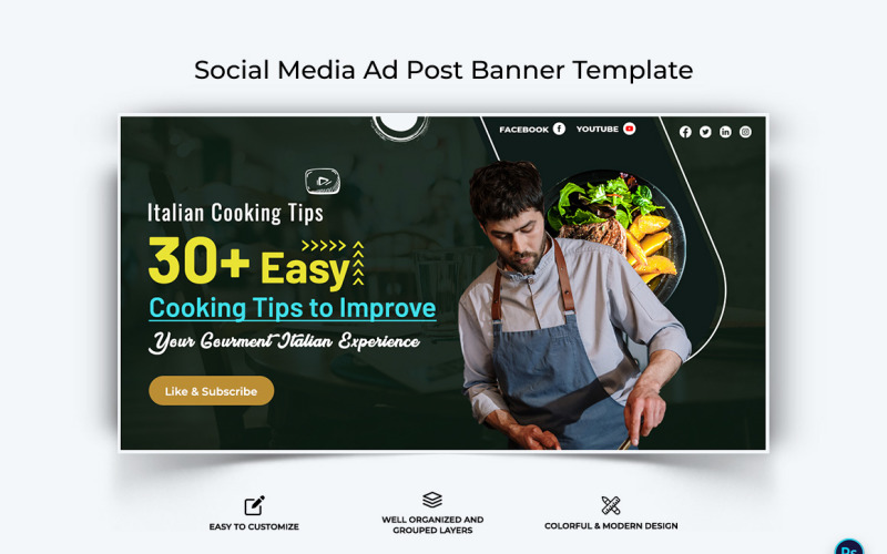 Chef Facebook Ad Banner Design Template-08 Social Media