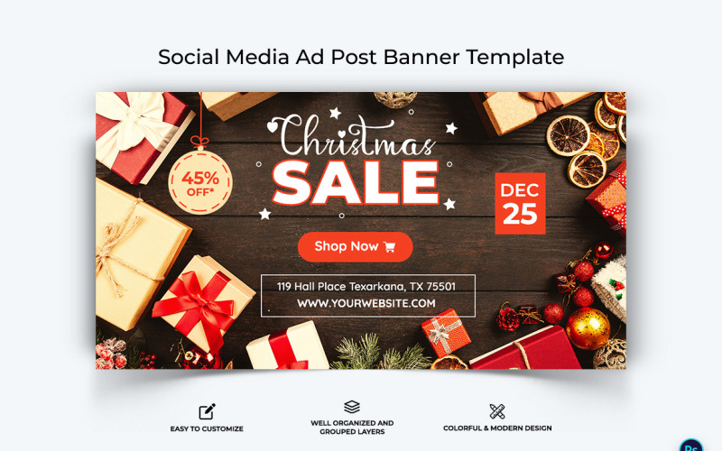 Christmas Sale Offer Facebook Ad Banner Design Template-02 Social Media
