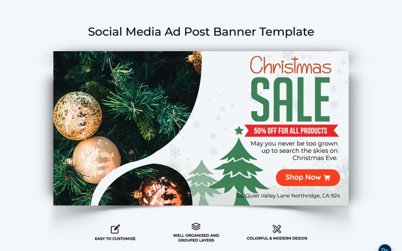 Christmas Sale Offer Facebook Ad Banner Design Template-03 Social Media