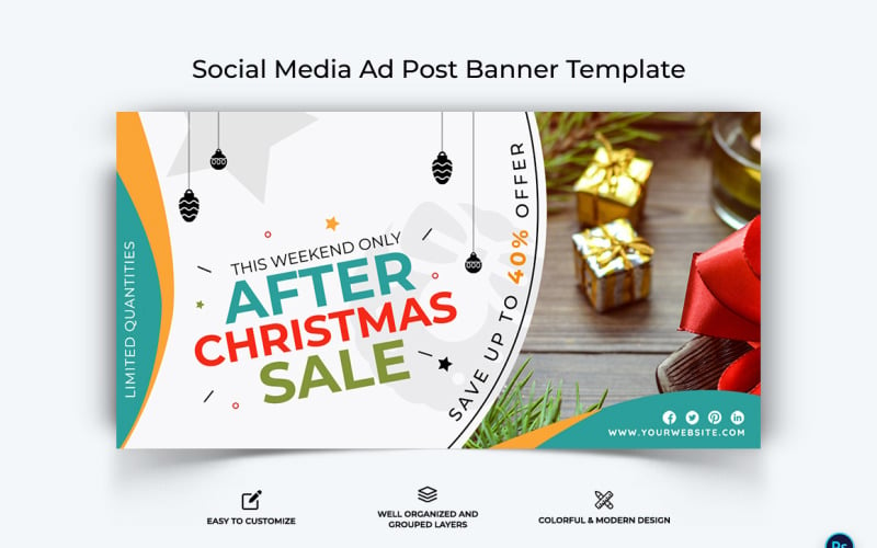 Christmas Sale Offer Facebook Ad Banner Design Template-04 Social Media