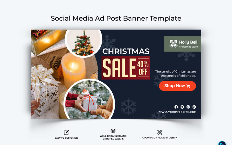 Christmas Sale Offer Facebook Ad Banner Design Template-05 Social Media