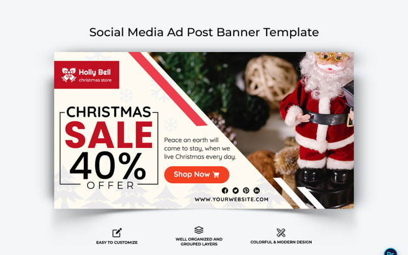 Christmas Sale Offer Facebook Ad Banner Design Template-07 Social Media