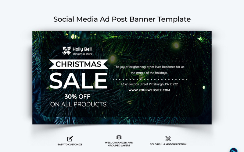 Christmas Sale Offer Facebook Ad Banner Design Template-08 Social Media