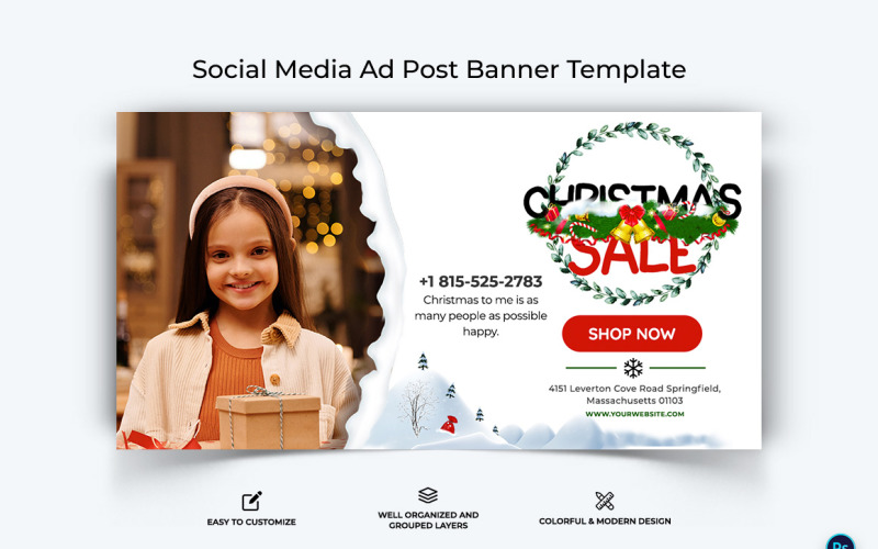 Christmas Sale Offer Facebook Ad Banner Design Template-13 Social Media