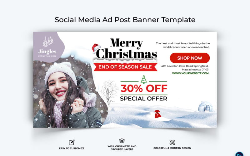 Christmas Sale Offer Facebook Ad Banner Design Template-14 Social Media