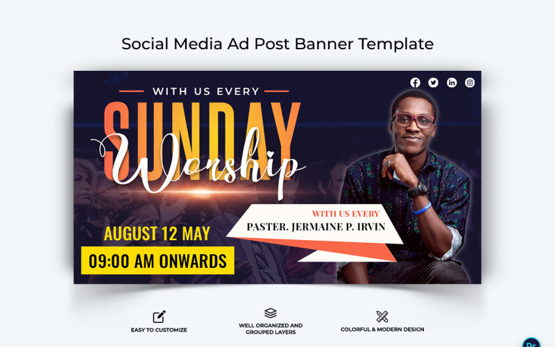 Church Facebook Ad Banner Design Template-02 Social Media