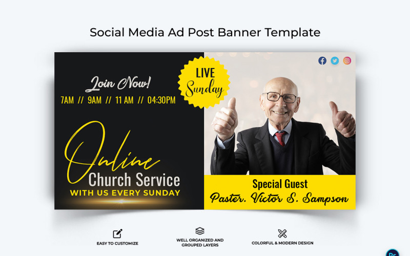 Church Facebook Ad Banner Design Template-03 Social Media