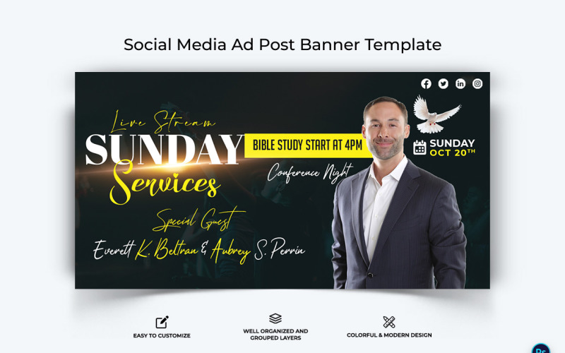 Church Facebook Ad Banner Design Template-08 Social Media