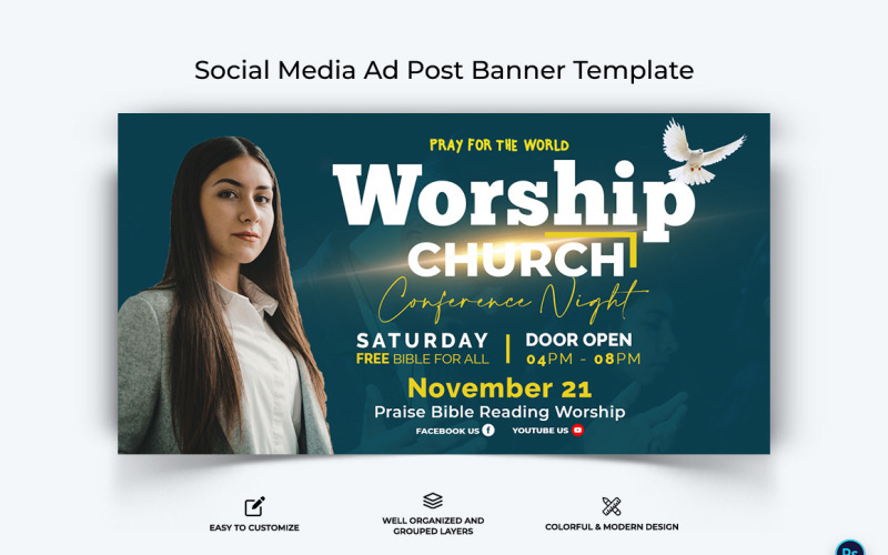 Church Facebook Ad Banner Design Template-13 Social Media