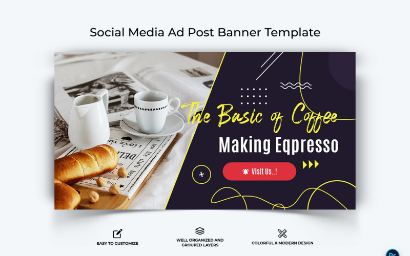 Coffee Making Facebook Ad Banner Design Template-06 Social Media