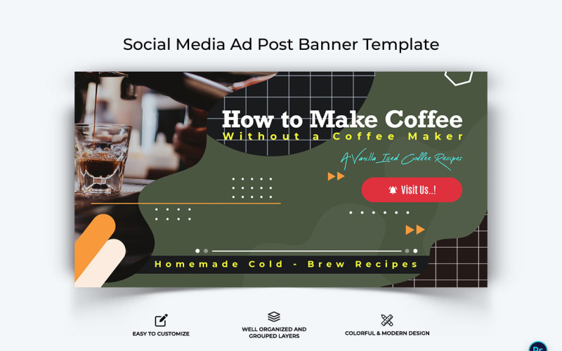 Coffee Making Facebook Ad Banner Design Template-09 Social Media