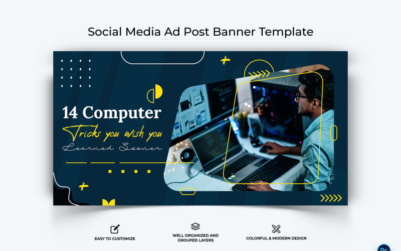 Computer Tricks and Hacking Facebook Ad Banner Design Template-02 Social Media