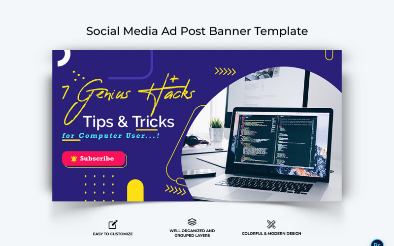 Computer Tricks and Hacking Facebook Ad Banner Design Template-04 Social Media