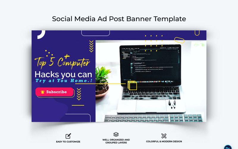 Computer Tricks and Hacking Facebook Ad Banner Design Template-08 Social Media