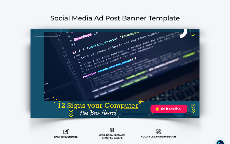 Computer Tricks and Hacking Facebook Ad Banner Design Template-10 Social Media
