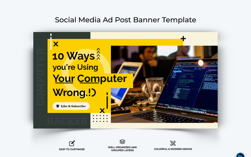 Computer Tricks and Hacking Facebook Ad Banner Design Template-13 Social Media