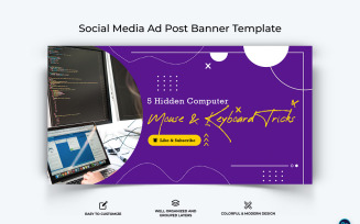 Computer Tricks and Hacking Facebook Ad Banner Design Template-15