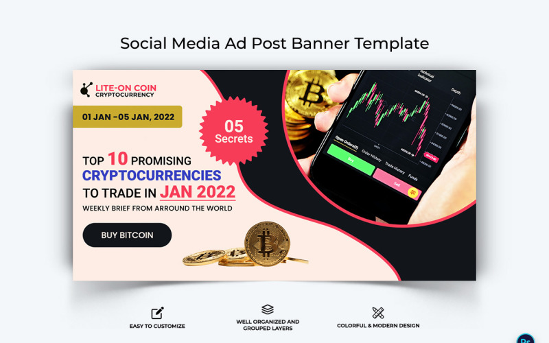 Crypto Currency Facebook Ad Banner Template-01 Social Media