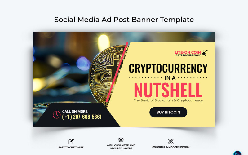 Crypto Currency Facebook Ad Banner Template-02 Social Media