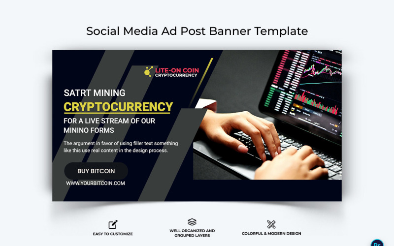 Crypto Currency Facebook Ad Banner Template-04 Social Media