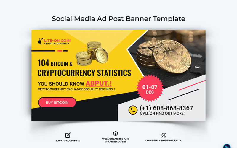 Crypto Currency Facebook Ad Banner Template-06 Social Media