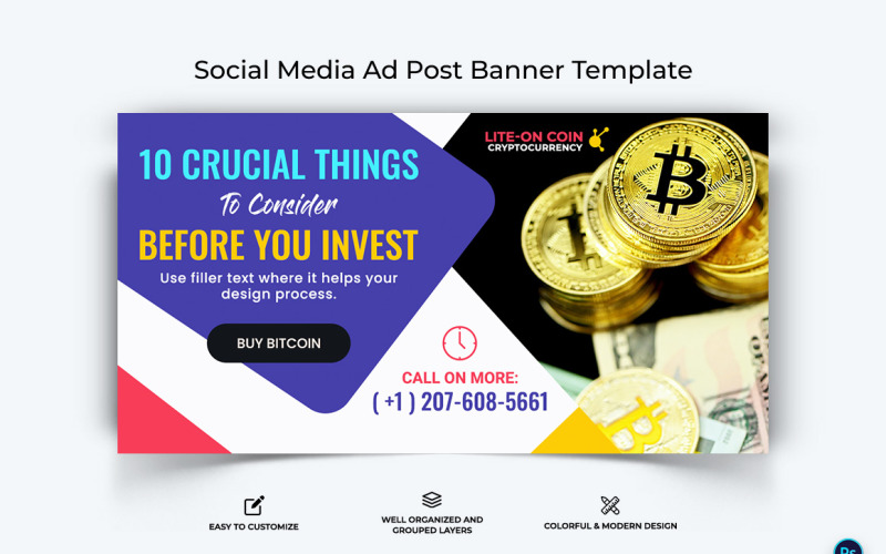 Crypto Currency Facebook Ad Banner Template-07 Social Media